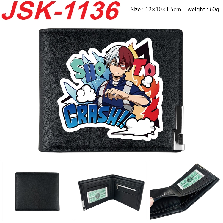 My Hero Academia Animation magnetic buckle black leather wallet 12X10X1.5CM JSK-1136