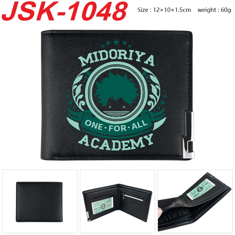 My Hero Academia Animation magnetic buckle black leather wallet 12X10X1.5CM   JSK-1048