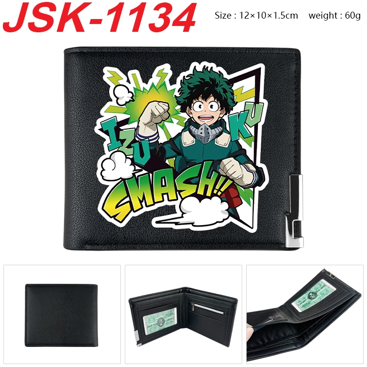 My Hero Academia Animation magnetic buckle black leather wallet 12X10X1.5CM JSK-1134