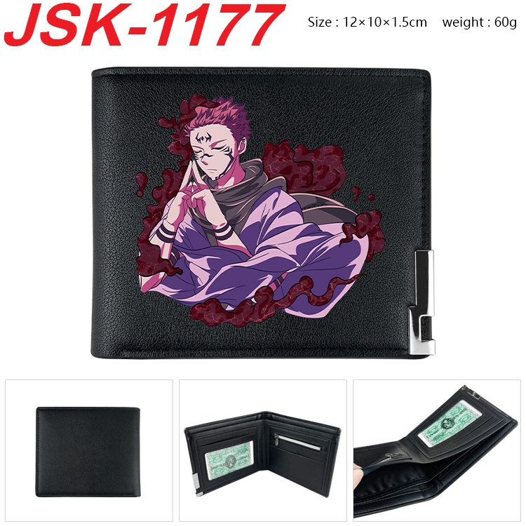 Jujutsu Kaisen  Animation magnetic buckle black leather wallet 12X10X1.5CM  JSK-1177