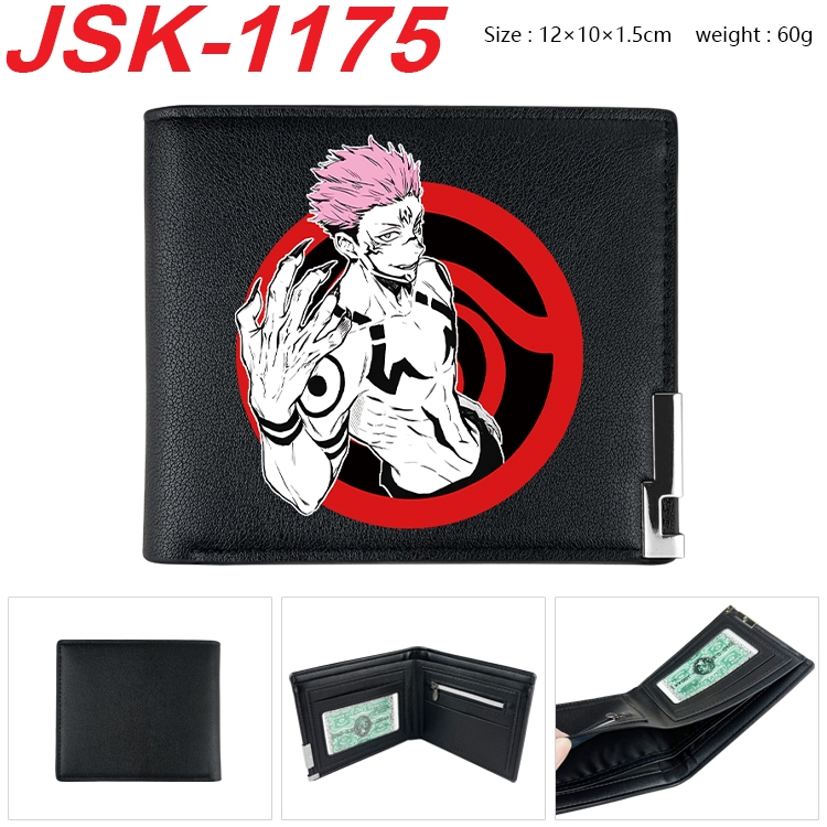 Jujutsu Kaisen  Animation magnetic buckle black leather wallet 12X10X1.5CM   JSK-1175