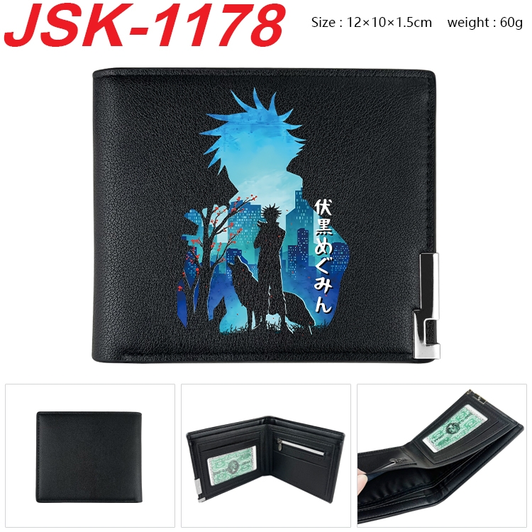 Jujutsu Kaisen  Animation magnetic buckle black leather wallet 12X10X1.5CM   JSK-1178