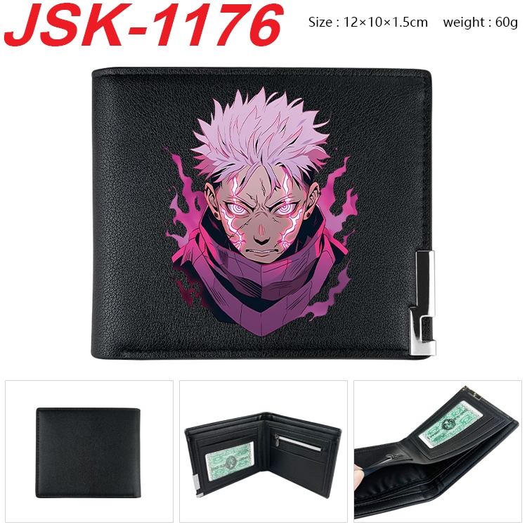 Jujutsu Kaisen  Animation magnetic buckle black leather wallet 12X10X1.5CM   JSK-1176