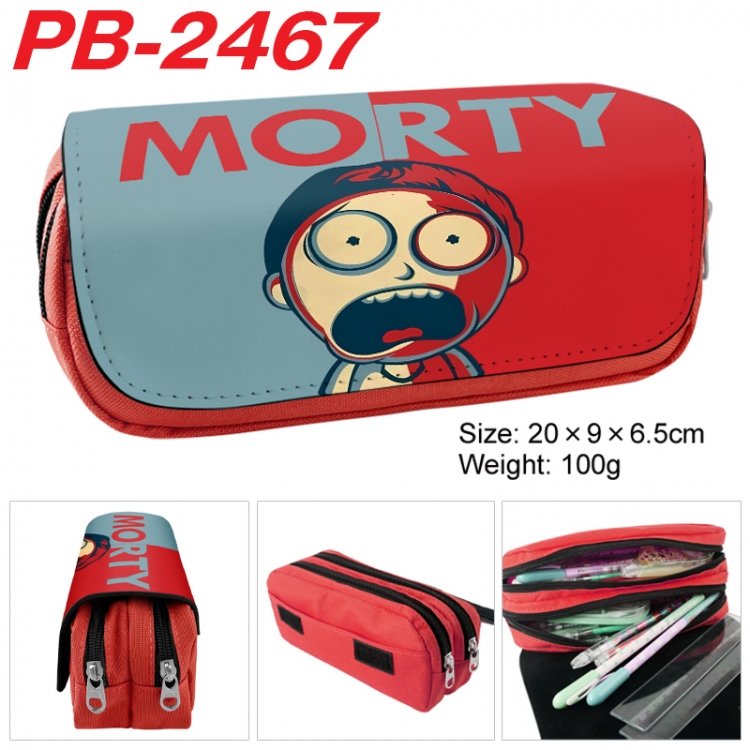 Rick and Morty Anime double-layer pu leather printing pencil case 20x9x6.5cm PB-2467