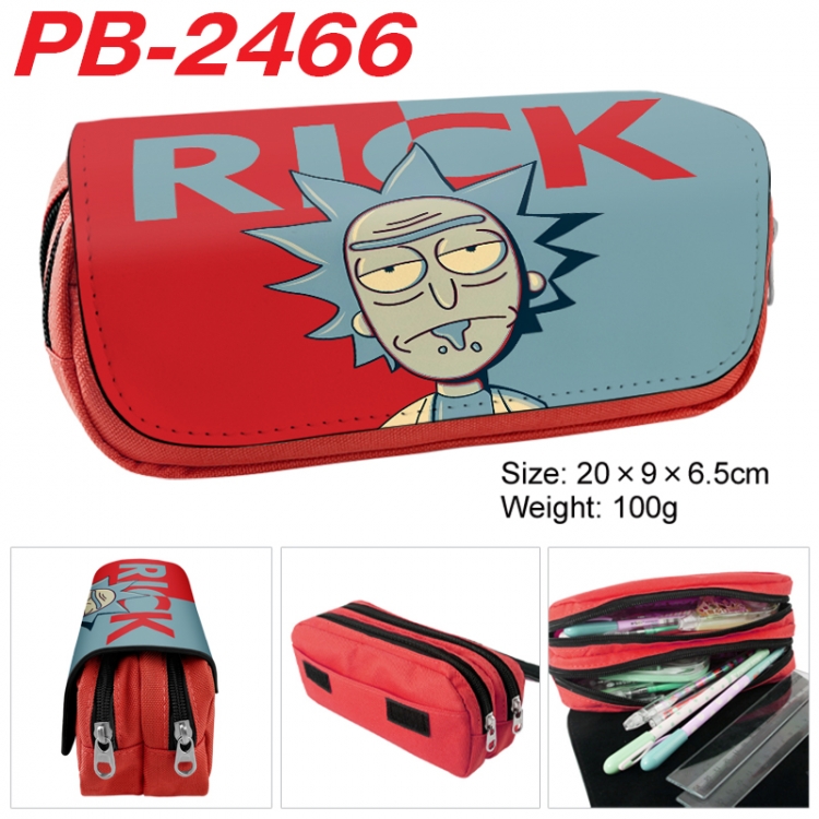 Rick and Morty Anime double-layer pu leather printing pencil case 20x9x6.5cm PB-2466