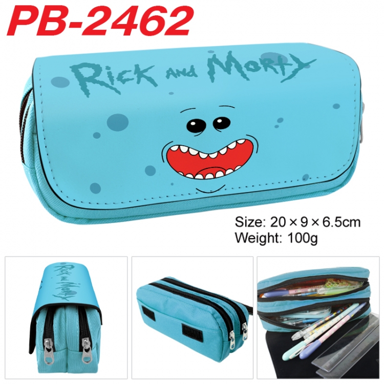 Rick and Morty Anime double-layer pu leather printing pencil case 20x9x6.5cm  PB-2462