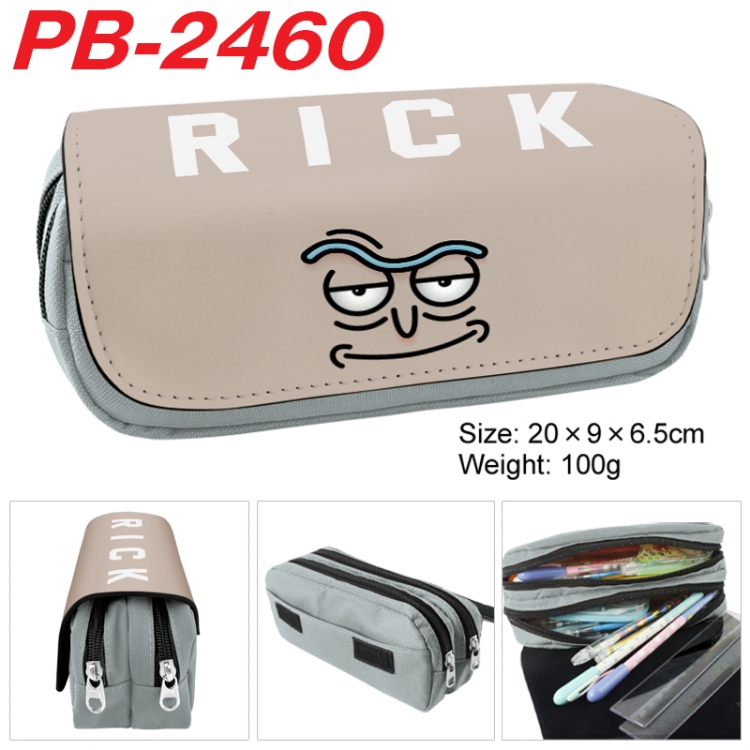 Rick and Morty Anime double-layer pu leather printing pencil case 20x9x6.5cm  PB-2460