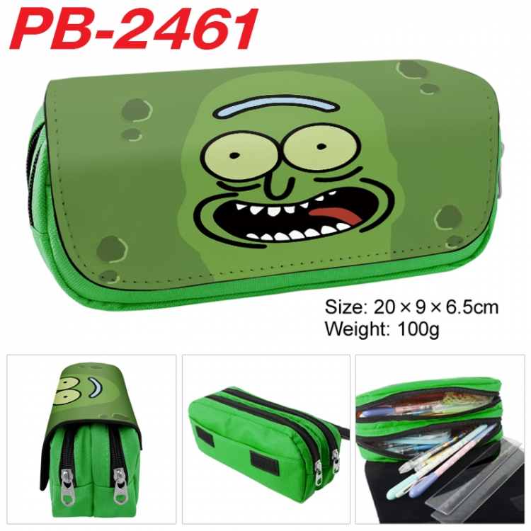 Rick and Morty Anime double-layer pu leather printing pencil case 20x9x6.5cm PB-2461