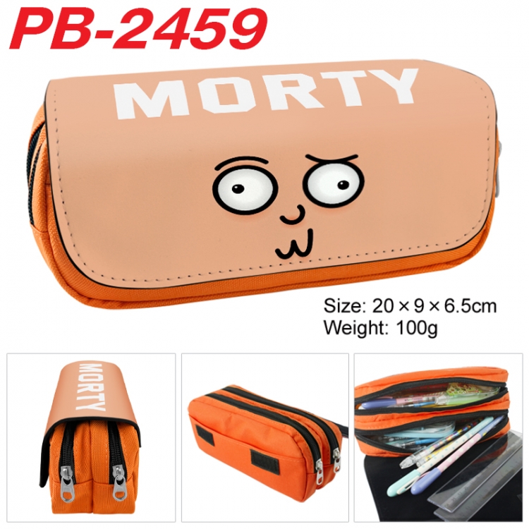 Rick and Morty Anime double-layer pu leather printing pencil case 20x9x6.5cm PB-2459