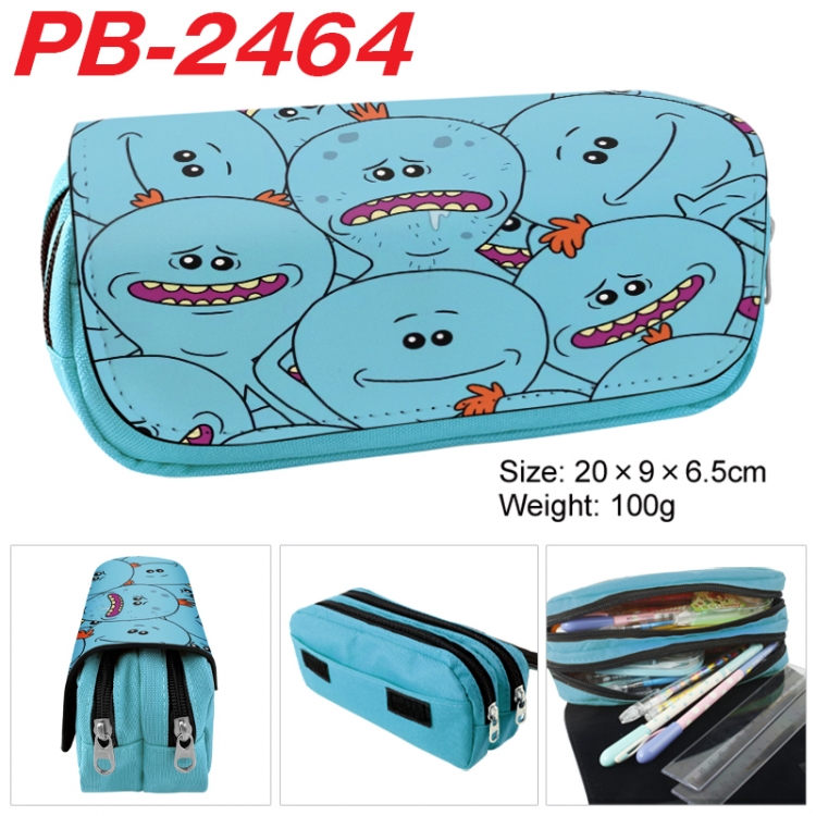 Rick and Morty Anime double-layer pu leather printing pencil case 20x9x6.5cm PB-2464