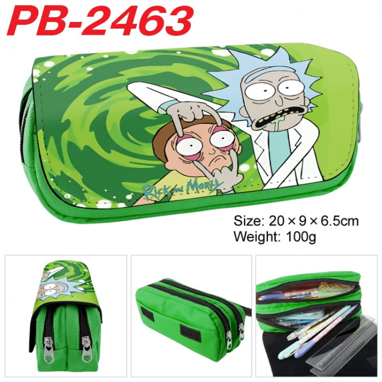 Rick and Morty Anime double-layer pu leather printing pencil case 20x9x6.5cm  PB-2463