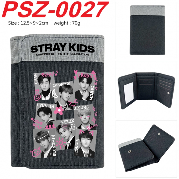 straykids  Anime color blocked three fold concealed wallet 12.5X9X2CM 70G  PSZ-0027