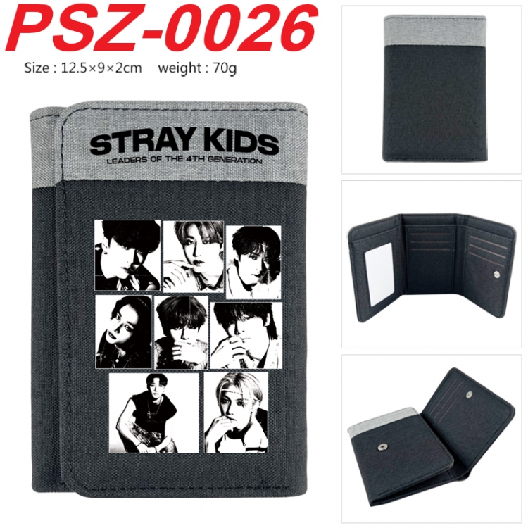 straykids  Anime color blocked three fold concealed wallet 12.5X9X2CM 70G  PSZ-0026