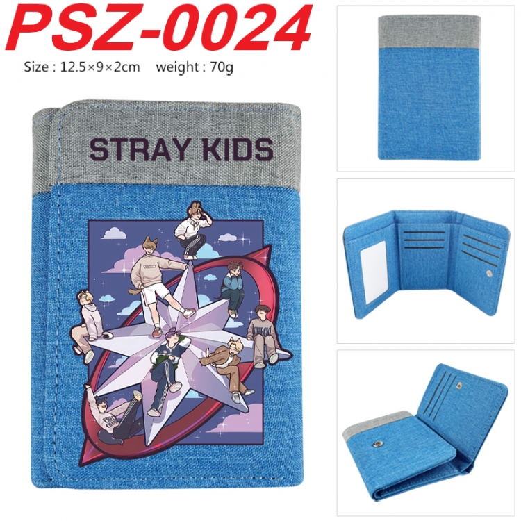 straykids  Anime color blocked three fold concealed wallet 12.5X9X2CM 70G PSZ-0024