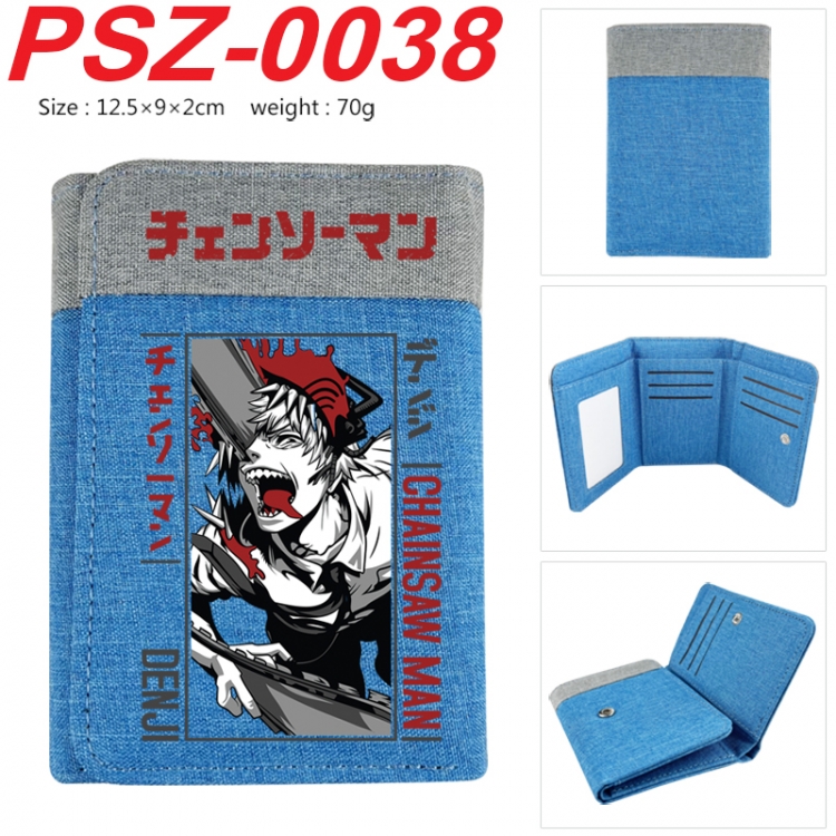 Chainsaw man Anime color blocked three fold concealed wallet 12.5X9X2CM 70G PSZ-0038