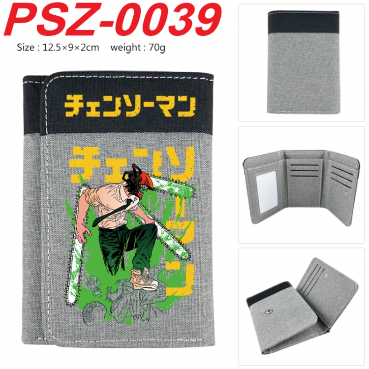 Chainsaw man Anime color blocked three fold concealed wallet 12.5X9X2CM 70G  PSZ-0039