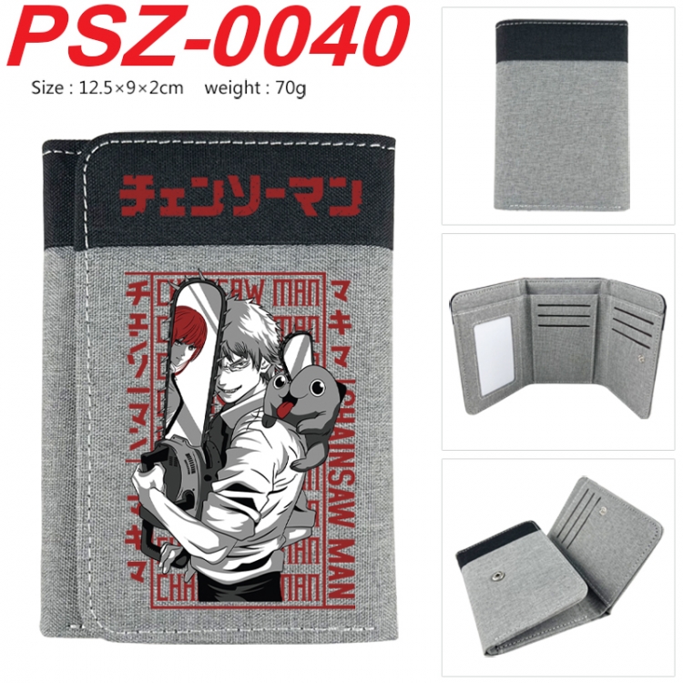 Chainsaw man Anime color blocked three fold concealed wallet 12.5X9X2CM 70G PSZ-0040