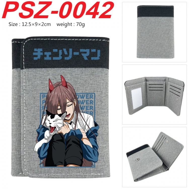 Chainsaw man Anime color blocked three fold concealed wallet 12.5X9X2CM 70G  PSZ-0042