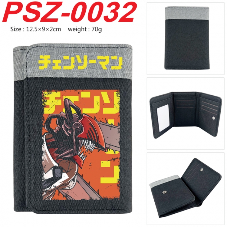 Chainsaw man Anime color blocked three fold concealed wallet 12.5X9X2CM 70G  PSZ-0032