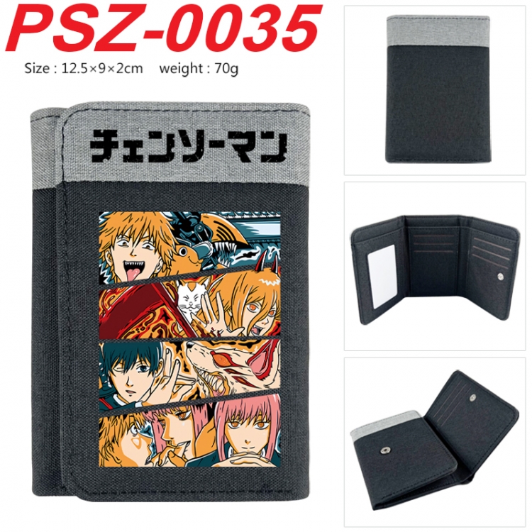 Chainsaw man Anime color blocked three fold concealed wallet 12.5X9X2CM 70G PSZ-0035