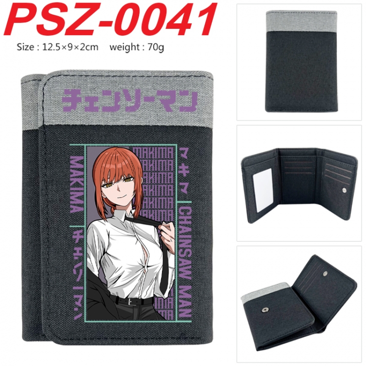 Chainsaw man Anime color blocked three fold concealed wallet 12.5X9X2CM 70G PSZ-0041