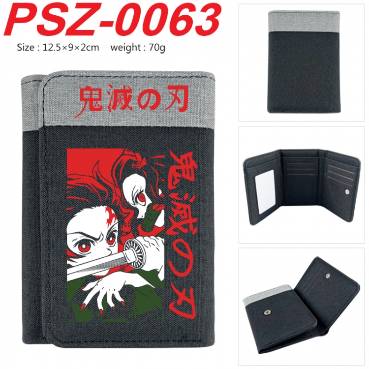 Demon Slayer Kimets Anime color blocked three fold concealed wallet 12.5X9X2CM 70G PSZ-0063