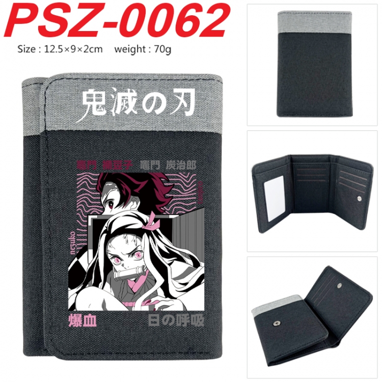 Demon Slayer Kimets Anime color blocked three fold concealed wallet 12.5X9X2CM 70G PSZ-0062