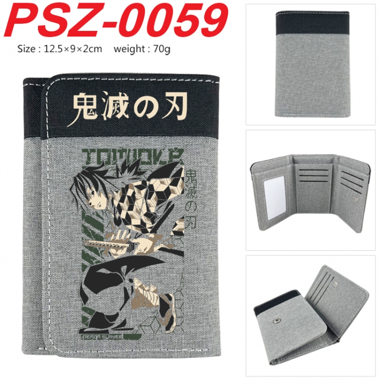 Demon Slayer Kimets Anime color blocked three fold concealed wallet 12.5X9X2CM 70G  PSZ-0059