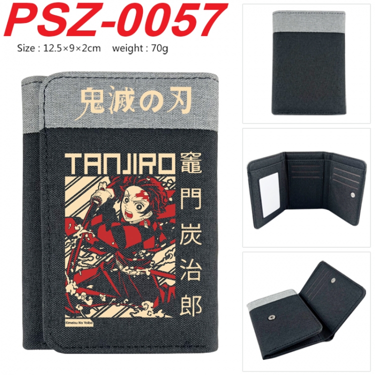 Demon Slayer Kimets Anime color blocked three fold concealed wallet 12.5X9X2CM 70G  PSZ-0057