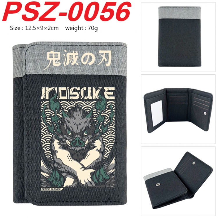 Demon Slayer Kimets Anime color blocked three fold concealed wallet 12.5X9X2CM 70G  PSZ-0056