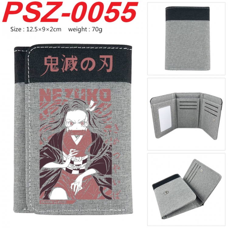 Demon Slayer Kimets Anime color blocked three fold concealed wallet 12.5X9X2CM 70G PSZ-0055