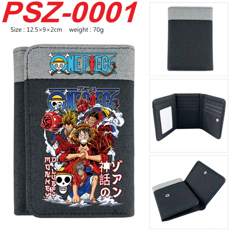 One Piece Anime color blocked three fold concealed wallet 12.5X9X2CM 70G  PSZ-0001