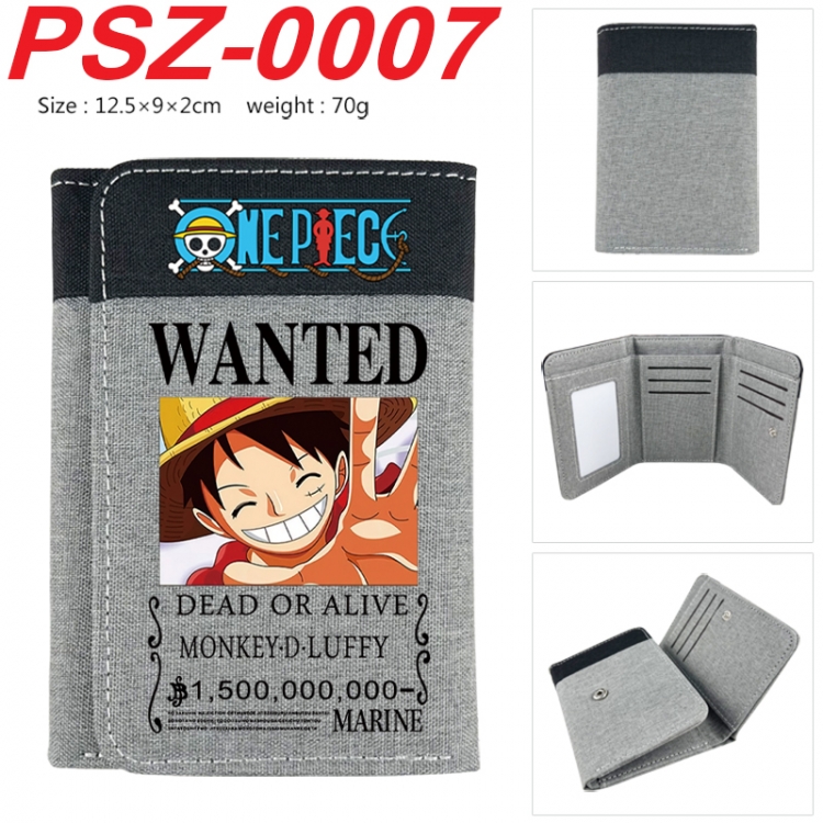 One Piece Anime color blocked three fold concealed wallet 12.5X9X2CM 70G PSZ-0007