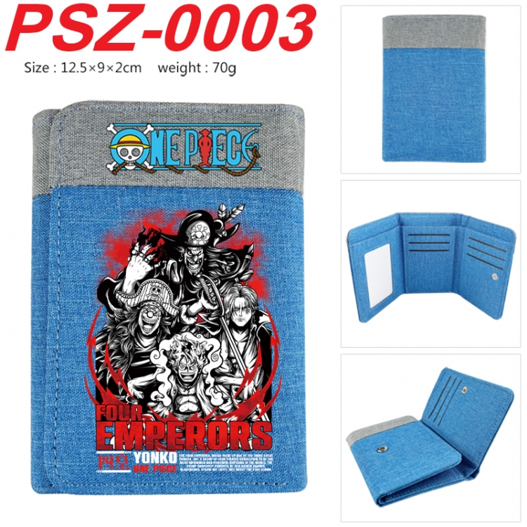 One Piece Anime color blocked three fold concealed wallet 12.5X9X2CM 70G PSZ-0003