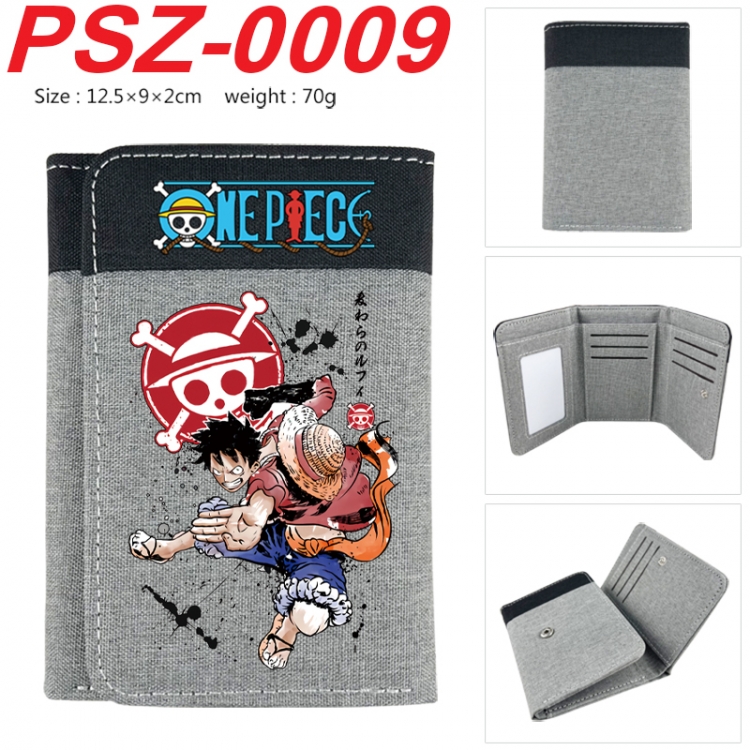 One Piece Anime color blocked three fold concealed wallet 12.5X9X2CM 70G PSZ-0009