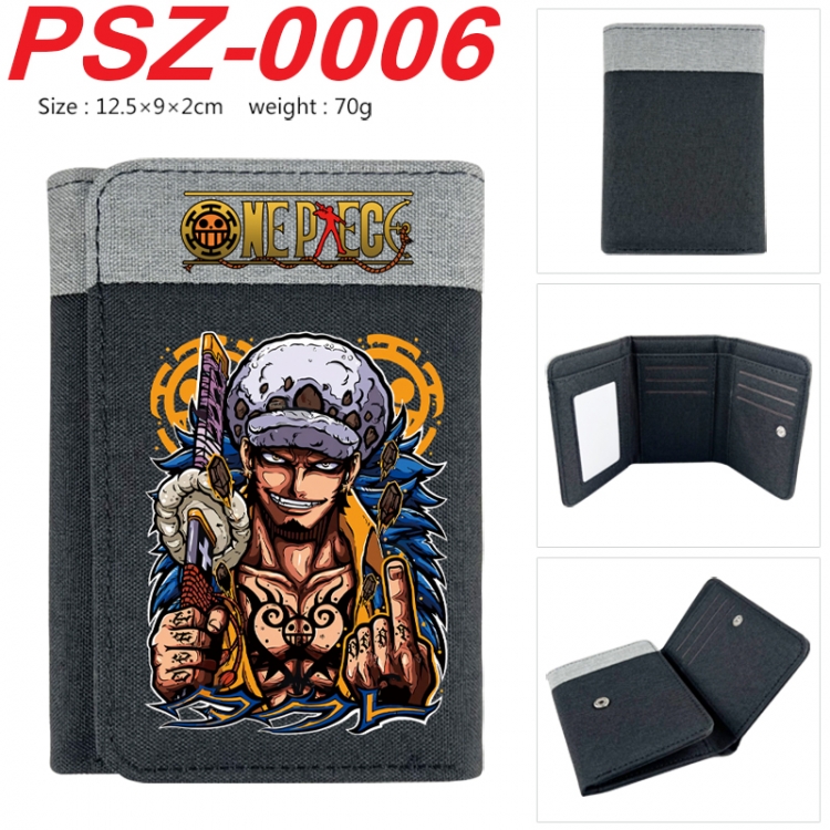 One Piece Anime color blocked three fold concealed wallet 12.5X9X2CM 70G PSZ-0006