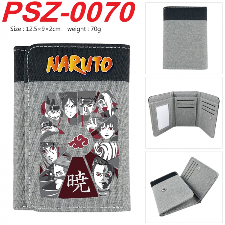 Naruto Anime color blocked three fold concealed wallet 12.5X9X2CM 70G  PSZ-0070