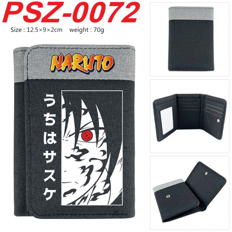 Naruto Anime color blocked three fold concealed wallet 12.5X9X2CM 70G PSZ-0072