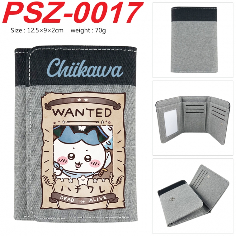 Chiikawa Anime color blocked three fold concealed wallet 12.5X9X2CM 70G  PSZ-0017