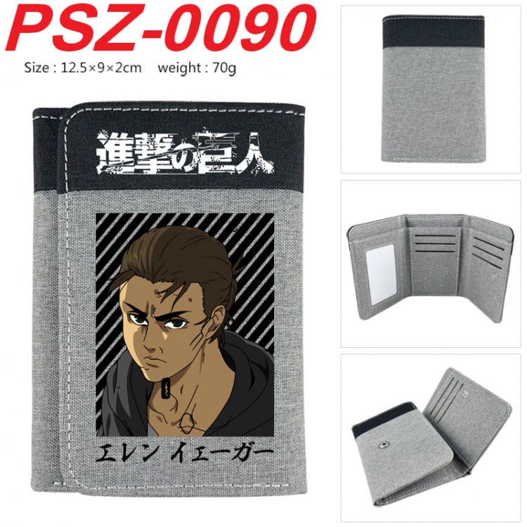 Shingeki no Kyojin Anime color blocked three fold concealed wallet 12.5X9X2CM 70G