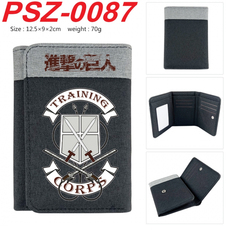 Shingeki no Kyojin Anime color blocked three fold concealed wallet 12.5X9X2CM 70G