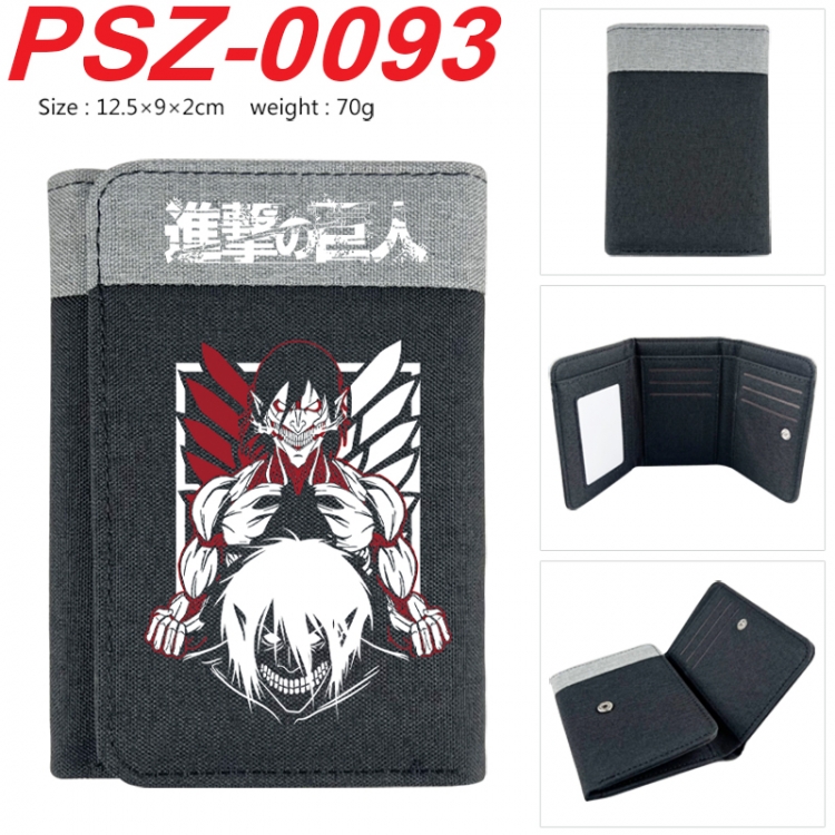 Shingeki no Kyojin Anime color blocked three fold concealed wallet 12.5X9X2CM 70G