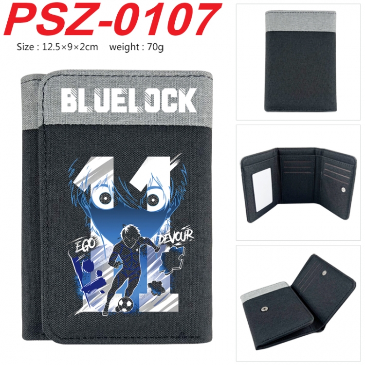 BLUE LOCK Anime color blocked three fold concealed wallet 12.5X9X2CM 70G