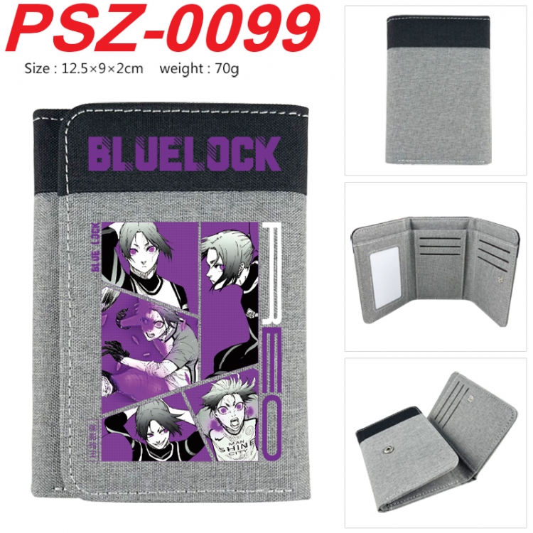 BLUE LOCK Anime color blocked three fold concealed wallet 12.5X9X2CM 70G