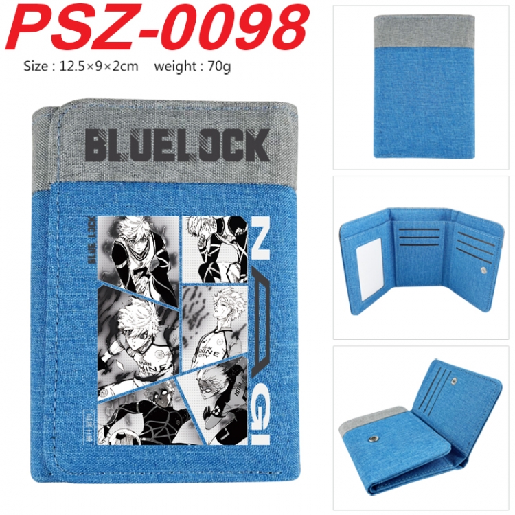 BLUE LOCK Anime color blocked three fold concealed wallet 12.5X9X2CM 70G