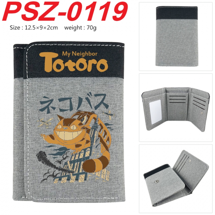 TOTORO Anime color blocked three fold concealed wallet 12.5X9X2CM 70G