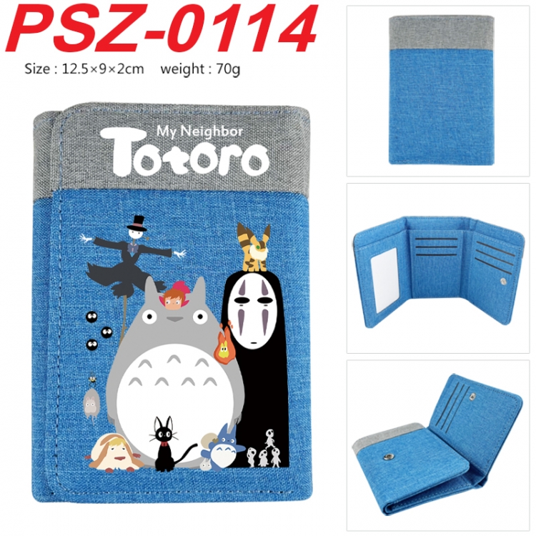 TOTORO Anime color blocked three fold concealed wallet 12.5X9X2CM 70G