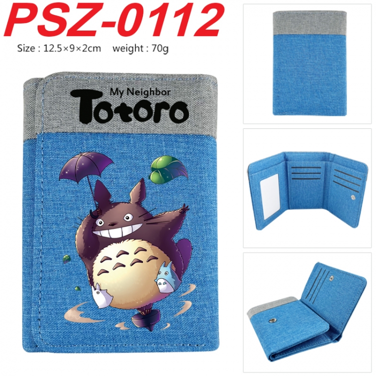 TOTORO Anime color blocked three fold concealed wallet 12.5X9X2CM 70G