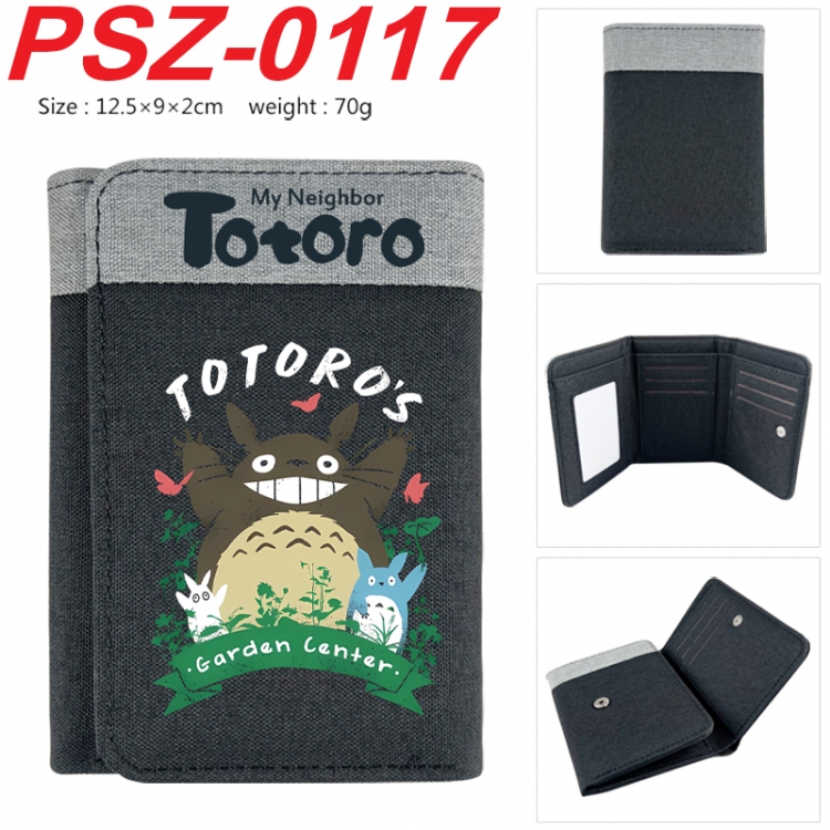 TOTORO Anime color blocked three fold concealed wallet 12.5X9X2CM 70G