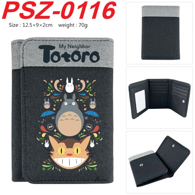 TOTORO Anime color blocked three fold concealed wallet 12.5X9X2CM 70G